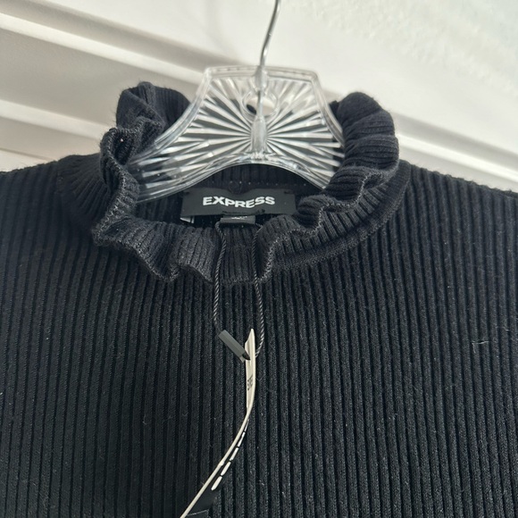 Express ruffle mock neck long sleeve ribbed sweater - Picture 8 of 8